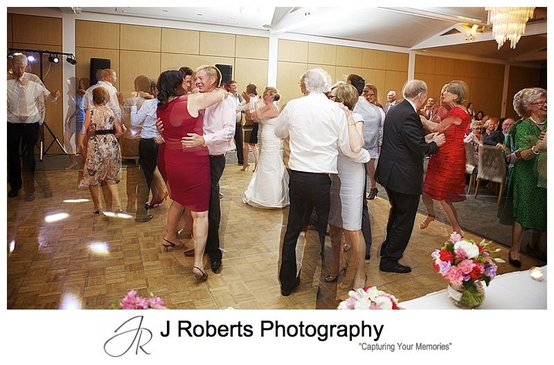 full dancefloor at wedding reception at sergeants' mess chowder bay - sydney wedding photography